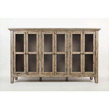 Rustic Shores 70 Inch 6 Door Accent Cabinet In Brown Grey