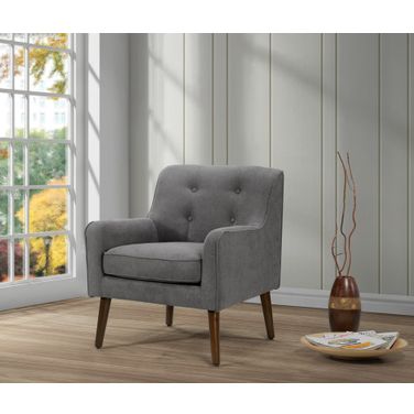 Ryder Mid Century Modern Gray Woven Fabric Tufted Armchair