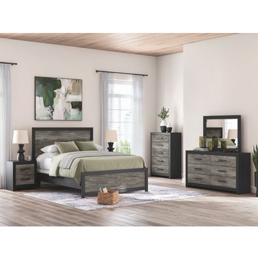 Ryderton Panel Bedroom Set In Black and Gray