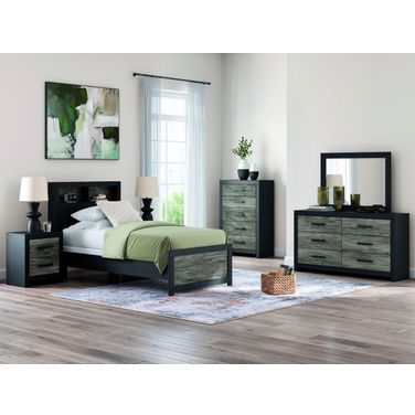 Ryderton Youth Bookcase Bedroom Set In Black and Gray