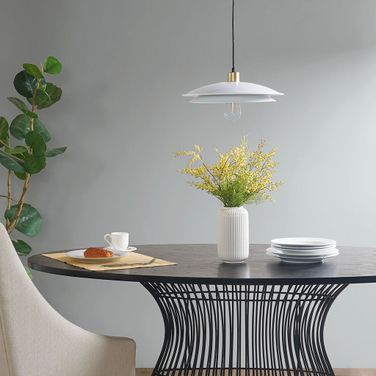 Saben 2-Tier Layered Shade Pendant In Gold and White