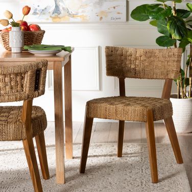 Sabit Mahogany Wood Dining Chair In Seagrass
