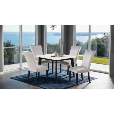Sabro Square Dining Table with Marble Top In Black and White