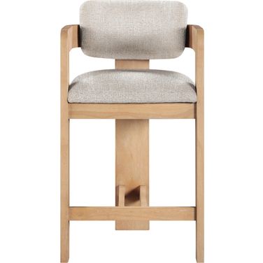 Sacha Linen Textured Fabric Upholstered Counter Stool In Beige and Natural