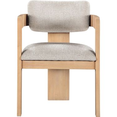Sacha Linen Textured Fabric Upholstered Dining Chair Set of 2 In Beige and Natural