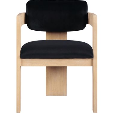 Sacha Velvet Dining Chair Set of 2 In Black and Natural