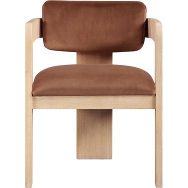 Sacha Velvet Dining Chair Set of 2 In Cognac and Natural