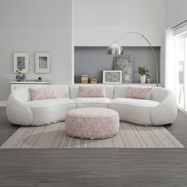 Sahara Sectional Sofa with 3 Pillows In Beige