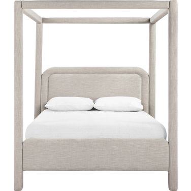 Salina Linen Textured Fabric Upholstered Full Bed In Beige