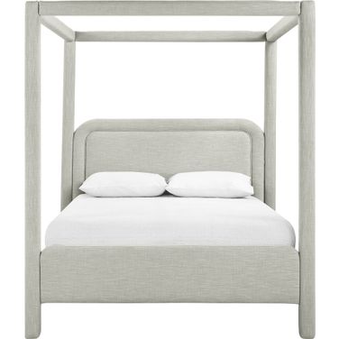 Salina Linen Textured Fabric Upholstered Full Bed In Grey