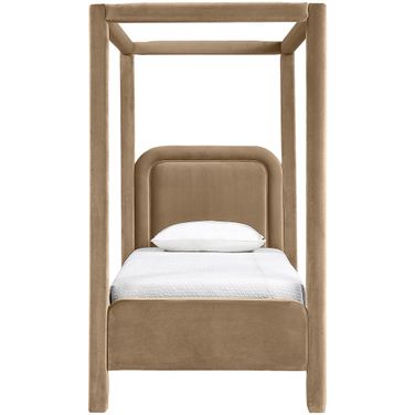 Salina Velvet Upholstered Twin Bed In Beige