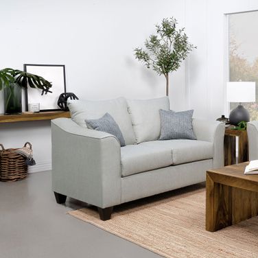 Salizar Upholstered Track Arm Fabric Loveseat Grey Mist