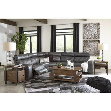 Samperstone 5-Piece Power Reclining Sectional In Gray