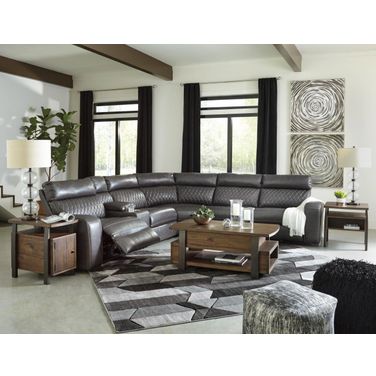 Samperstone 6-Piece Power Reclining Sectional In Gray