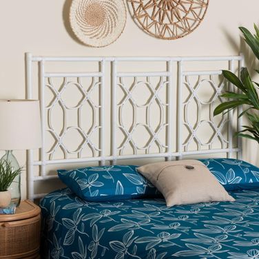 Sampson Rattan Queen Standalone Headboard In White