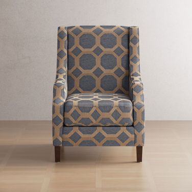 Sanders Geometric Pattern Upholstered Accent Chair In Grey