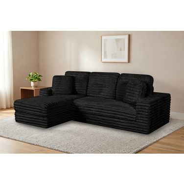 Sandy 2-Piece Compressed Left Chase Sectional In Black