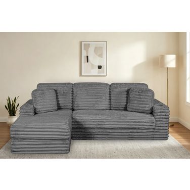 Sandy 2-Piece Compressed Left Chase Sectional In Dark Gray