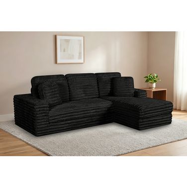 Sandy 2-Piece Compressed Right Chase Sectional In Black