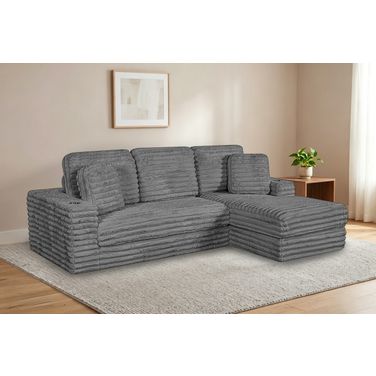 Sandy 2-Piece Compressed Right Chase Sectional In Dark Gray