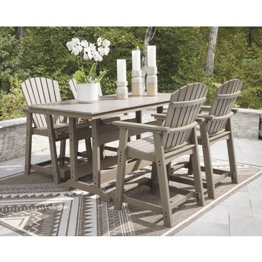 Sandy Dune Outdoor Counter Height Dining Room Set In Medium Brown