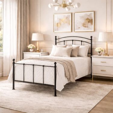 Sanford Twin Bed with Frame In Matte Black