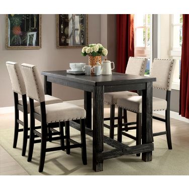 Sania 60 Inch Counter Height Table In Antique Black