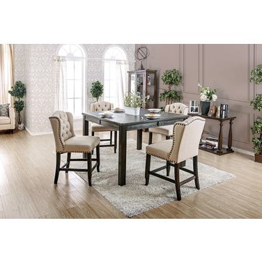 Sania 54 Inch Square Counter Height Table In Antique Black