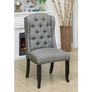 Sania Wingback Chair Set of 2 In Light Gray