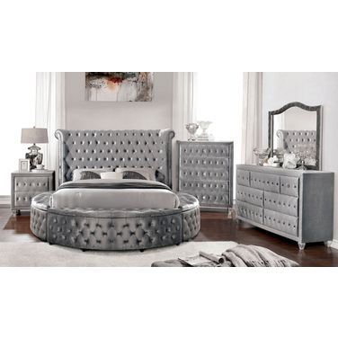 Sansom Eastern King Bed In Gray