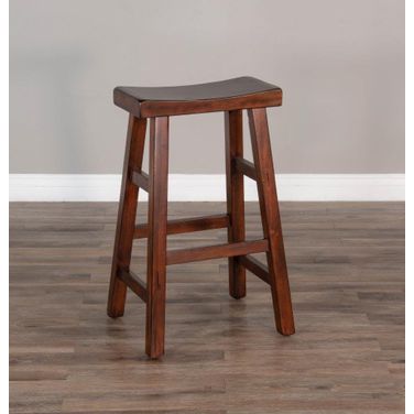 Santa Fe Saddle Seat Barstool with Wood Seat Set of 2 In Dark Chocolate