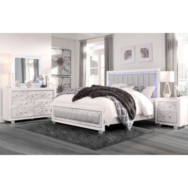 Santorini Youth Bedroom Set In Metallic White Marble