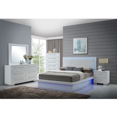 Sapphire High Gloss White Laminate Platform Bedroom Set