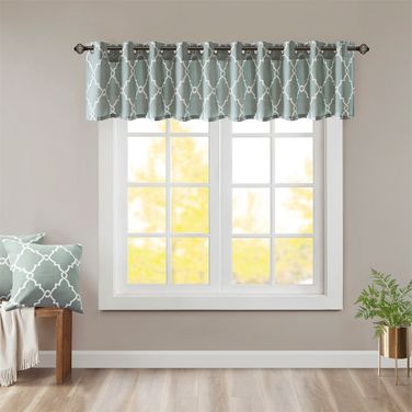 Saratoga Fretwork Print Grommet Top Window Valance In White