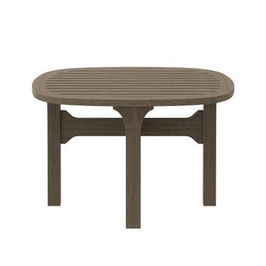 Saratoga Square Outdoor Patio Teak Wood Side Table In Weathered Gray