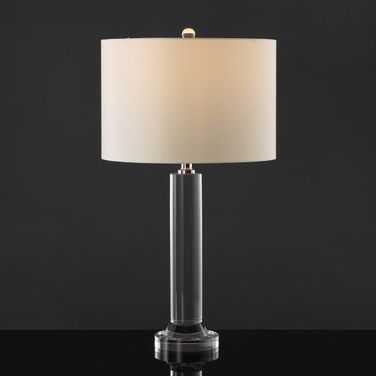 Saravia Crystal Table Lamp In White and Nickel