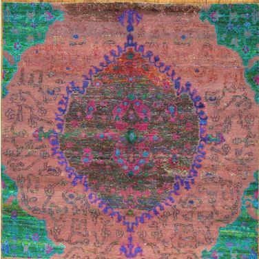 Sari Silk Collection Hand-Knotted Area Rug- 5' 10" x 5' 11" In Multi