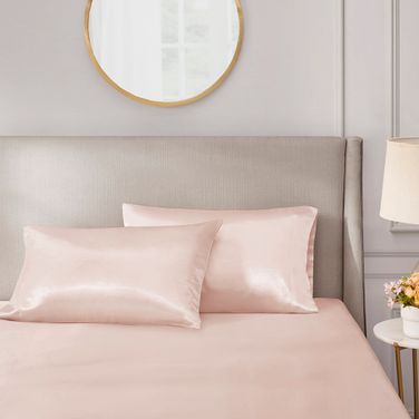 Satin Luxury 2 Pieces Standard Pillowcases In Blush