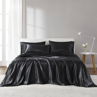 Satin Luxury Sheet Set In Black