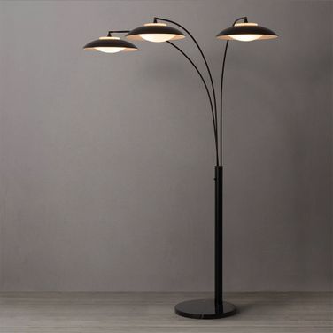 Saucer 3 Light Arc Floor Lamp In Matte Black
