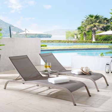 Savannah Gray 3 Piece Outdoor Patio Mesh Set