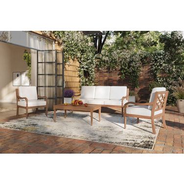 Savannah Linen Outdoor Conversation Set In White