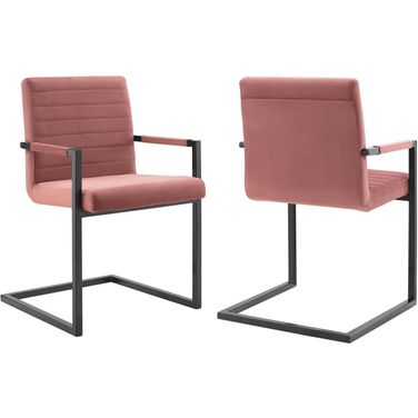 Savoy Performance Velvet Dining Chairs - Set of 2 In Dusty Rose