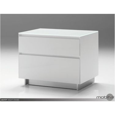 Savvy High Gloss Crystal White Glass Top Night Table