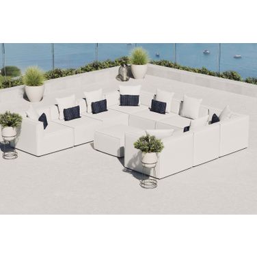Saybrook Outdoor Patio Upholstered 10-Piece Sectional Sofa EEI-4389-WHI
