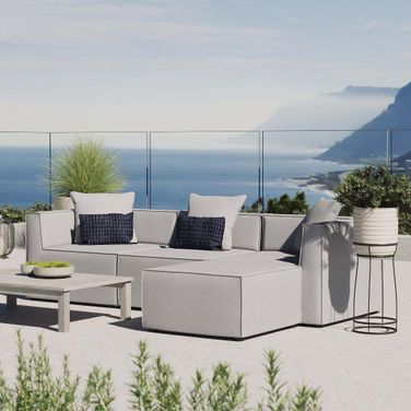 Saybrook Outdoor Patio Upholstered 4-Piece Sectional Sofa EEI-4380-GRY