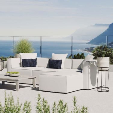 Saybrook Outdoor Patio Upholstered 4-Piece Sectional Sofa EEI-4380-WHI