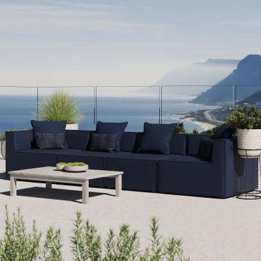Saybrook Outdoor Patio Upholstered 4-Piece Sectional Sofa EEI-4381-NAV
