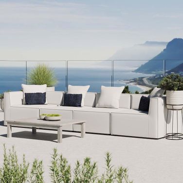 Saybrook Outdoor Patio Upholstered 4-Piece Sectional Sofa In White
