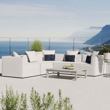 Saybrook Outdoor Patio Upholstered 5-Piece Sectional Sofa In White